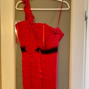 BCBGmaxazria coral cocktail layered dress